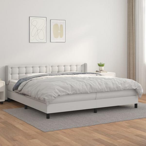 ARDEBO.de - Boxspringbett mit Matratze Weiß 200x200 cm Kunstleder