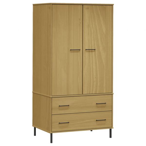 Kleiderschrank OSLO Metallbeinen Braun 90x55x172,5cm Massivholz