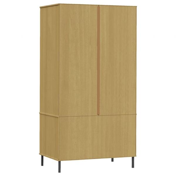 Kleiderschrank OSLO Metallbeinen Braun 90x55x172,5cm Massivholz