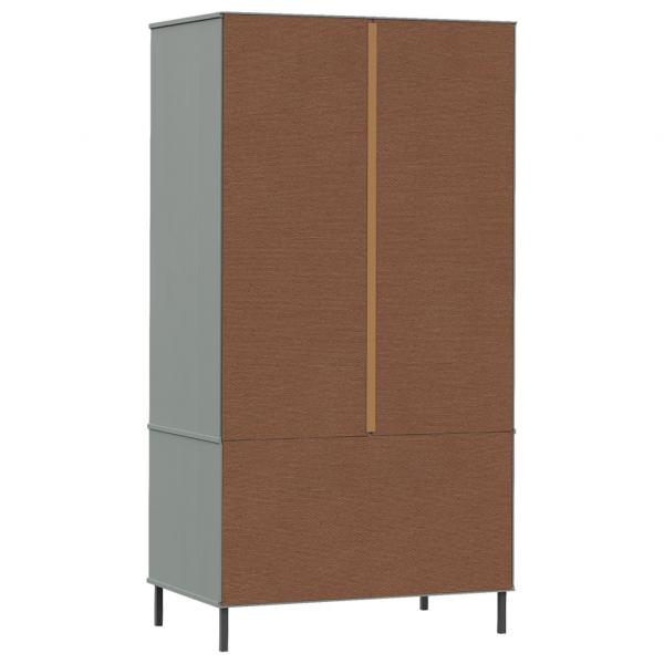 Kleiderschrank OSLO Metallbeine Grau 90x55x172,5cm Massivholz