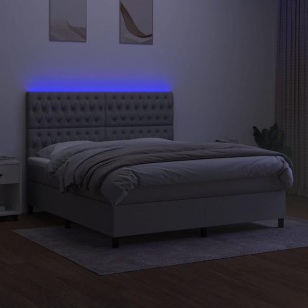 Boxspringbett mit Matratze & LED Hellgrau 160x200 cm Stoff