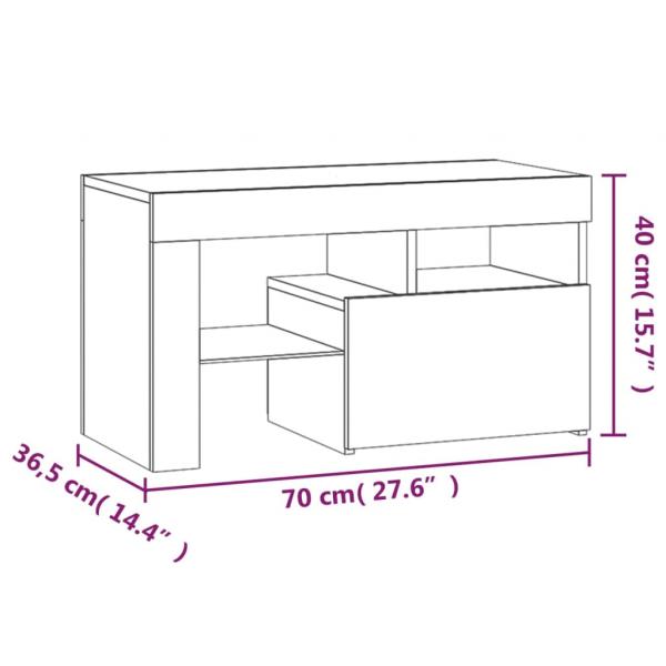 Nachttische 2 Stk. mit LED-Leuchten Grau Sonoma 70x36,5x40 cm