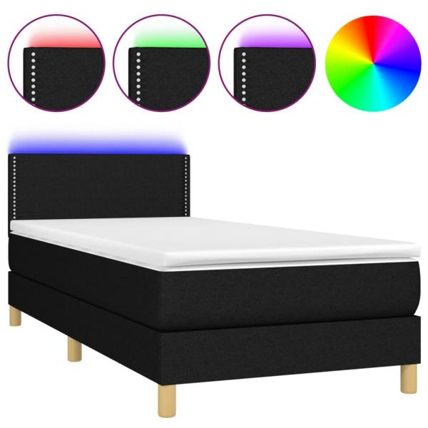 Boxspringbett mit Matratze & LED Schwarz 80x200 cm Stoff