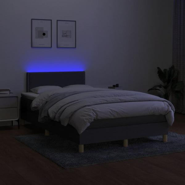 Boxspringbett mit Matratze & LED Dunkelgrau 120x200 cm Stoff