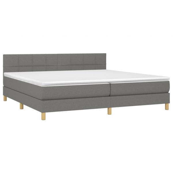 Boxspringbett mit Matratze & LED Dunkelgrau 200x200 cm Stoff