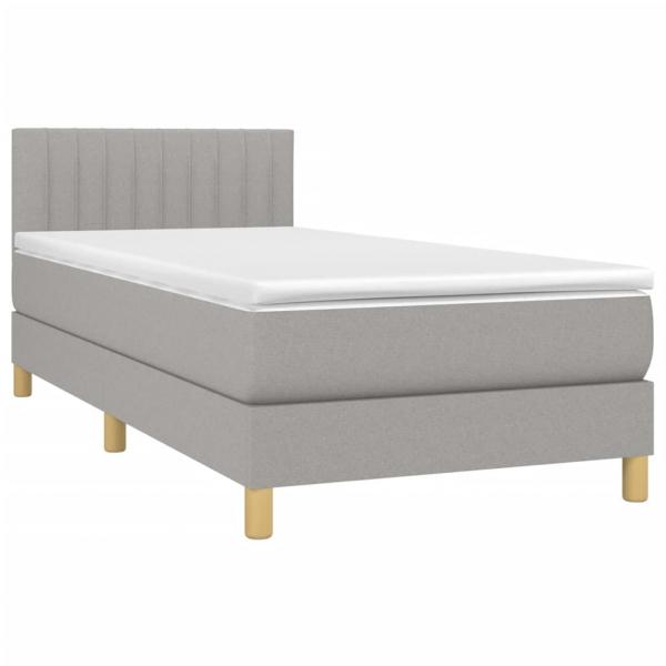 Boxspringbett mit Matratze & LED Hellgrau 100x200 cm Stoff