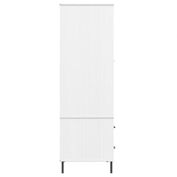 Kleiderschrank OSLO Metallbeine Weiß 90x55x172,5 cm Massivholz