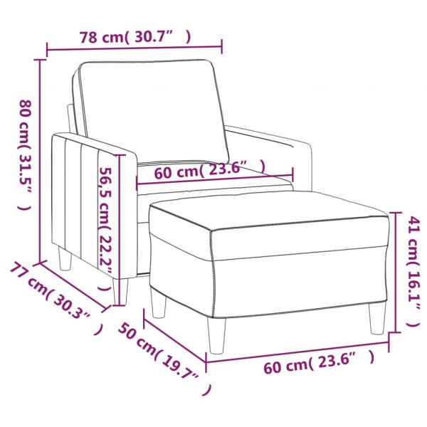 Sessel mit Hocker Dunkelgrau 60 cm Samt