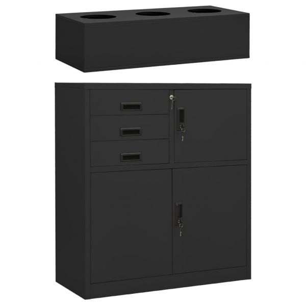 ARDEBO.de - Büroschrank mit Pflanzkasten Anthrazit 90x40x125 cm Stahl