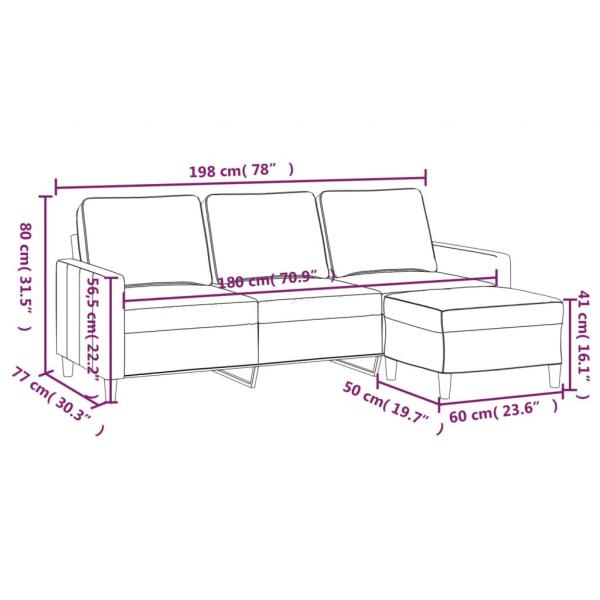 3-Sitzer-Sofa mit Hocker Schwarz 180 cm Samt