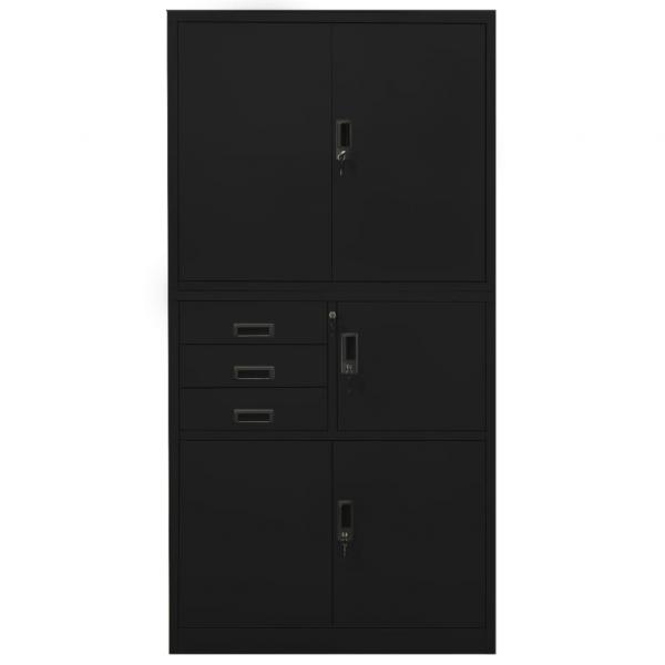 Büroschrank Schwarz 90x40x180 cm Stahl 