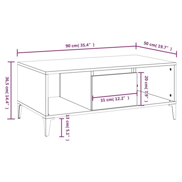 Couchtisch Räuchereiche 90x50x36,5 cm Holzwerkstoff