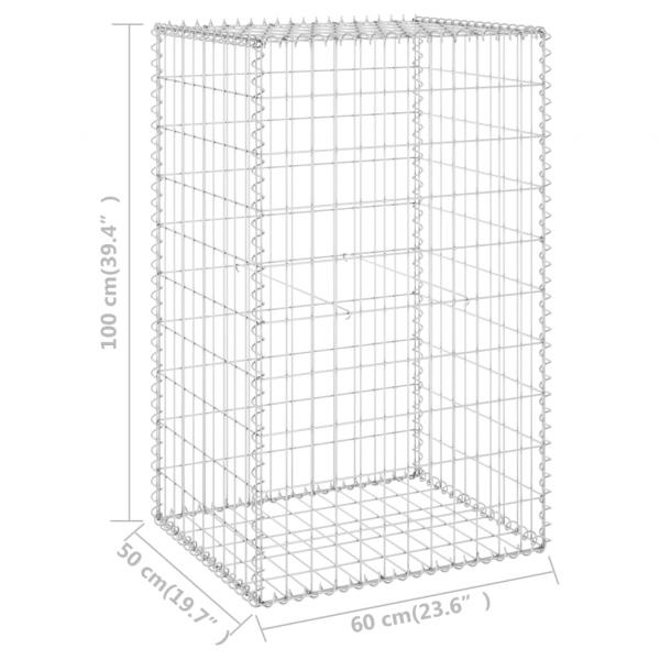 Gabionenwand mit Abdeckung Verzinkter Stahl 60x50x100 cm