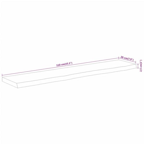 Wandregal 110x20x2,5 cm Rechteckig Massivholz Akazie Baumkante