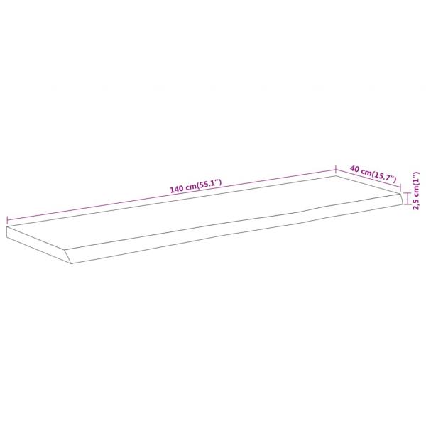 Tischplatte 140x40x2,5cm Rechteckig Massivholz Akazie Baumkante