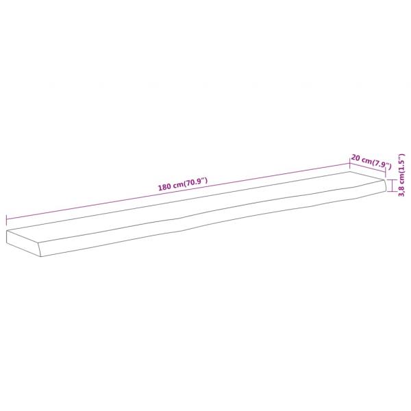 Wandregal 180x20x3,8 cm Rechteckig Massivholz Akazie Baumkante