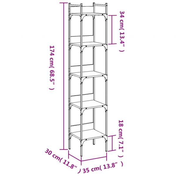 Bücherregal 5 Böden Grau Sonoma 35x30x174 cm Holzwerkstoff