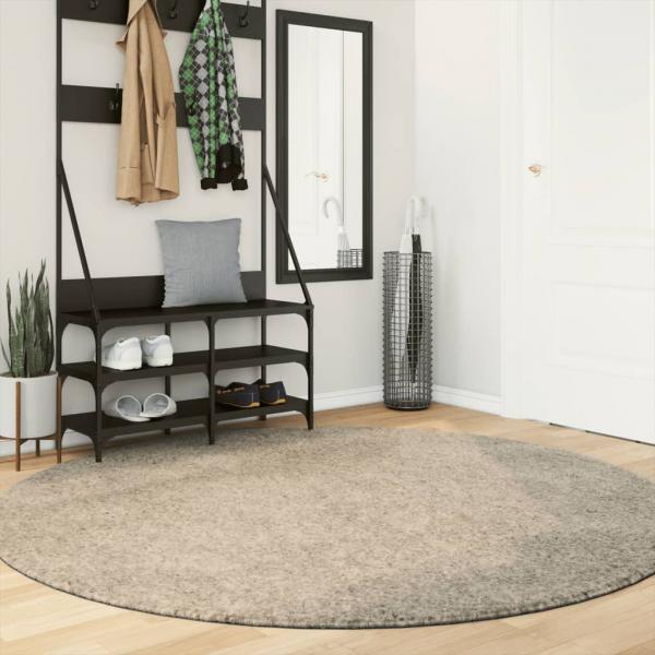 ARDEBO.de - Teppich ISTAN Hochflor Glänzend Beige Ø 200 cm