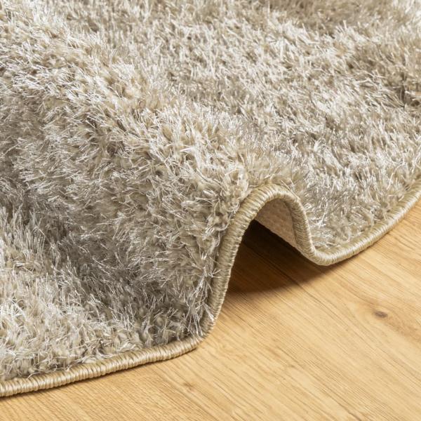 Teppich ISTAN Hochflor Glänzend Beige Ø 200 cm