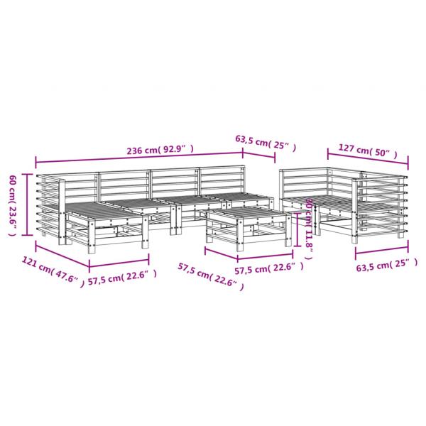 8-tlg. Garten-Lounge-Set Honigbraun Massivholz Kiefer