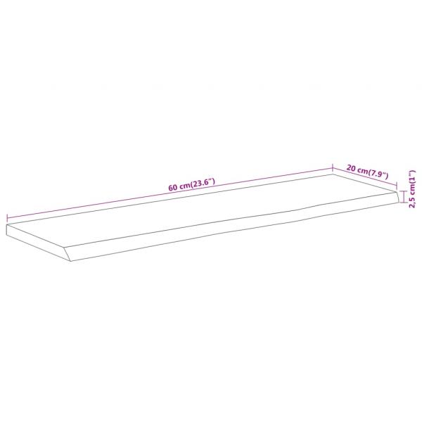 Wandregal 60x20x2,5 cm Rechteckig Massivholz Akazie Baumkante