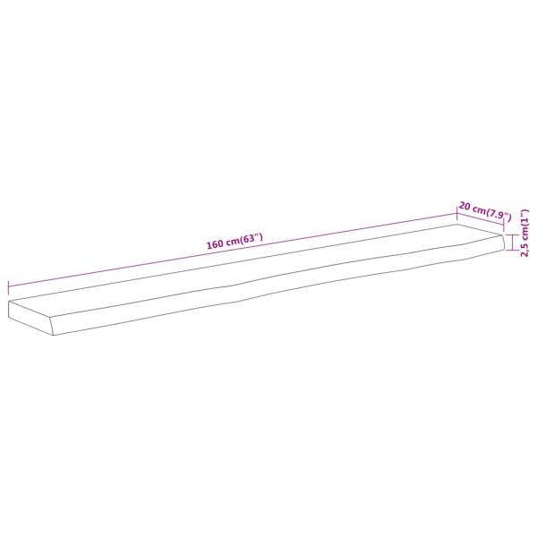 Wandregal 160x20x2,5 cm Rechteckig Massivholz Akazie Baumkante