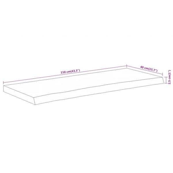 Tischplatte 110x40x2,5cm Rechteckig Massivholz Akazie Baumkante