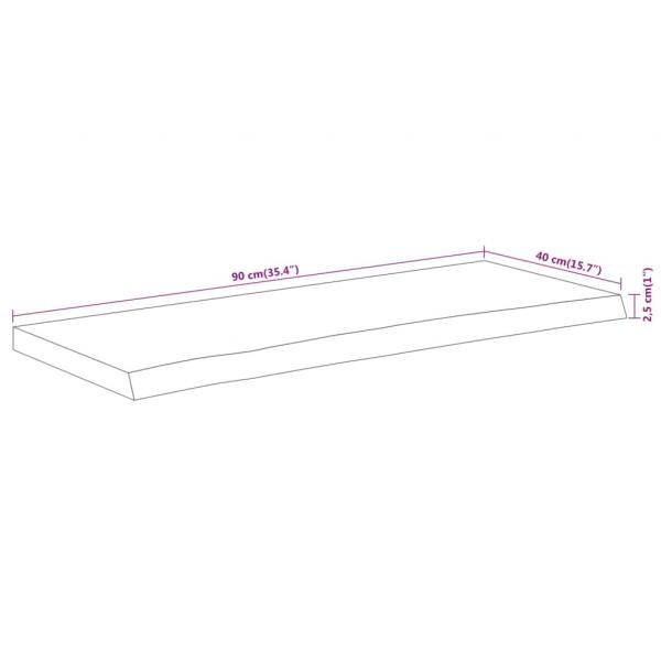 Tischplatte 90x40x2,5 cm Rechteckig Massivholz Akazie Baumkante