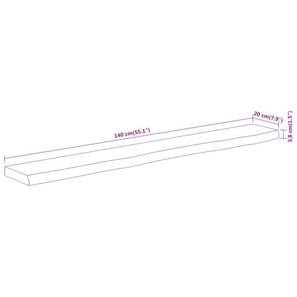 Wandregal 140x20x3,8 cm Rechteckig Massivholz Akazie Baumkante