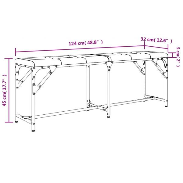 Essbank Schwarz 124x32x45 cm Stahl und Kunstleder