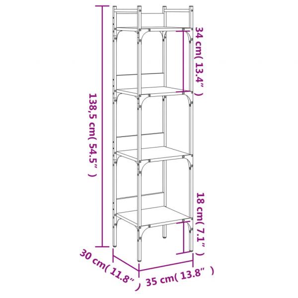 Bücherregal 4 Böden Braun Eichen-Optik 35x30x138,5 cm