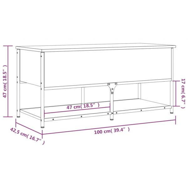 Sitzbank mit Stauraum Schwarz 100x42,5x47 cm Holzwerkstoff