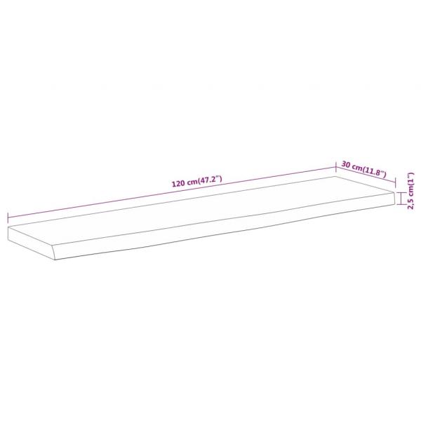 Wandregal 120x30x2,5 cm Rechteckig Massivholz Akazie Baumkante