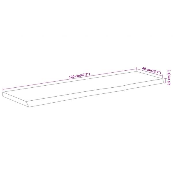 Tischplatte 120x40x2,5cm Rechteckig Massivholz Akazie Baumkante