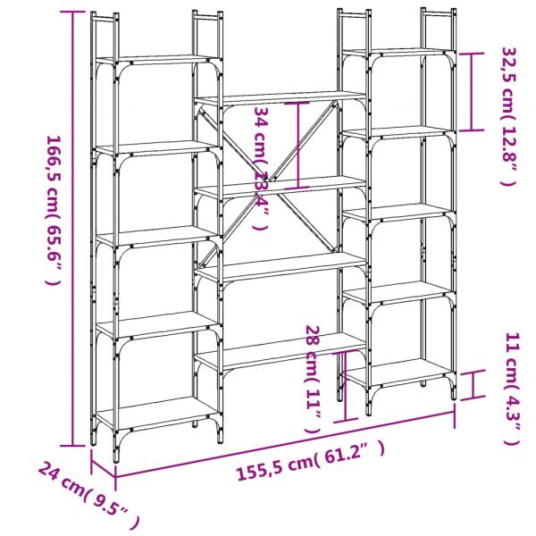 Bücherregal Braun Eichen-Optik 155,5x24x166,5 cm Holzwerkstoff