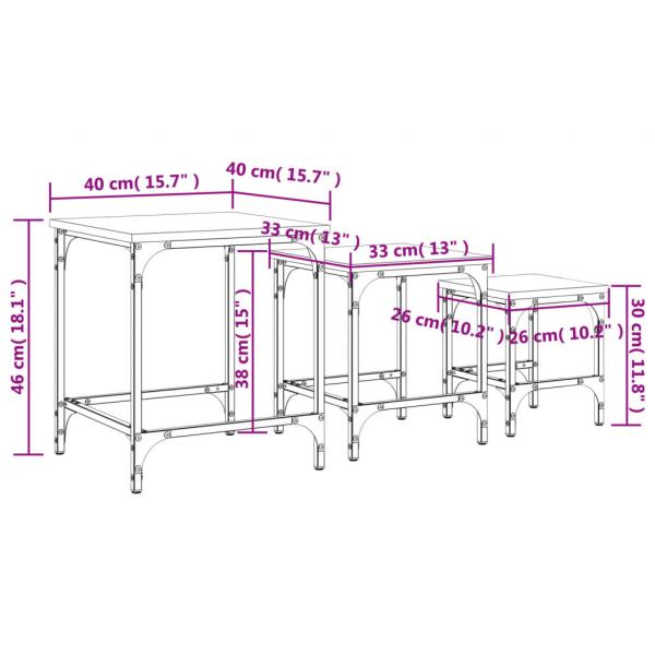 Satztische 3 Stk. Räuchereiche Holzwerkstoff