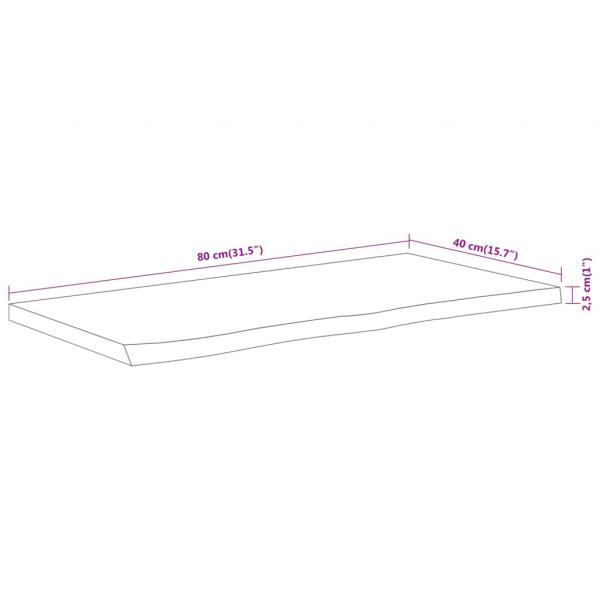 Tischplatte 80x40x2,5 cm Rechteckig Massivholz Akazie Baumkante