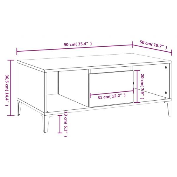 Couchtisch Schwarz 90x50x36,5 cm Holzwerkstoff