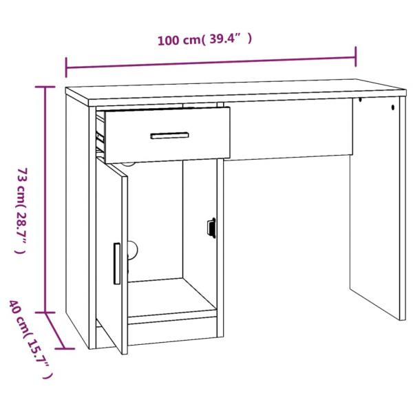 Schreibtisch mit Stauraum Hochglanz-Weiß 100x40x73 cm