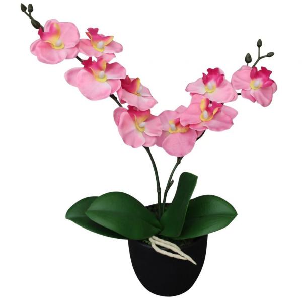 ARDEBO.de - Künstliche Orchidee mit Topf 30 cm Rosa