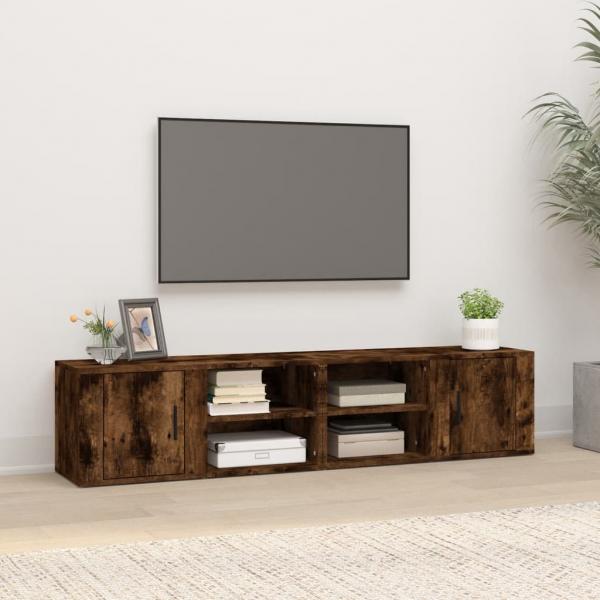 ARDEBO.de - TV-Schränke 2 Stk. Räuchereiche 80x31,5x36 cm Holzwerkstoff