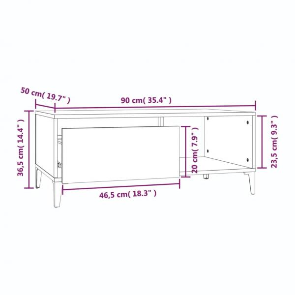 Couchtisch Braun Eichen-Optik 90x50x36,5 cm Holzwerkstoff