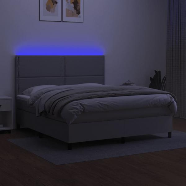 Boxspringbett mit Matratze & LED Hellgrau 180x200 cm Stoff