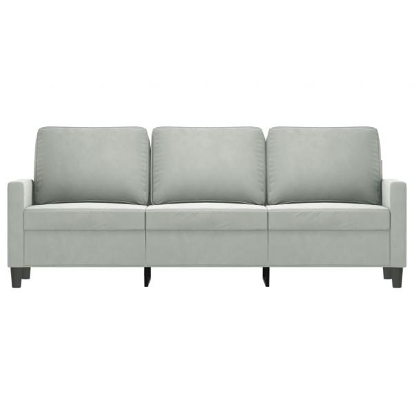 3-Sitzer-Sofa Hellgrau 180 cm Samt