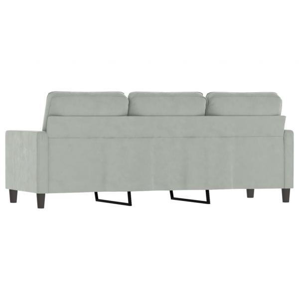 3-Sitzer-Sofa Hellgrau 180 cm Samt