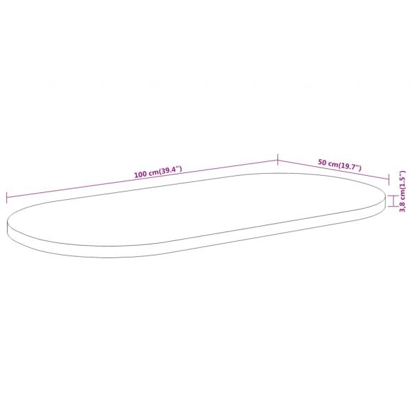 Tischplatte 100x50x3,8 cm Oval Massivholz Akazie