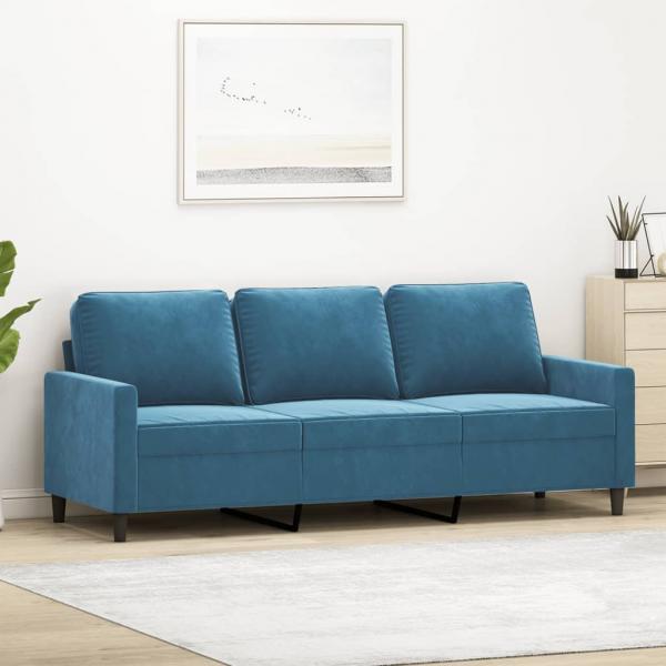 ARDEBO.de - 3-Sitzer-Sofa Blau 180 cm Samt