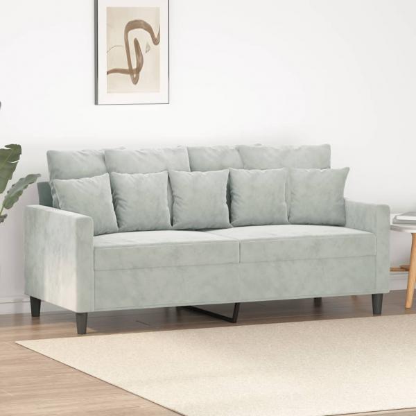 ARDEBO.de - 2-Sitzer-Sofa Hellgrau 140 cm Samt