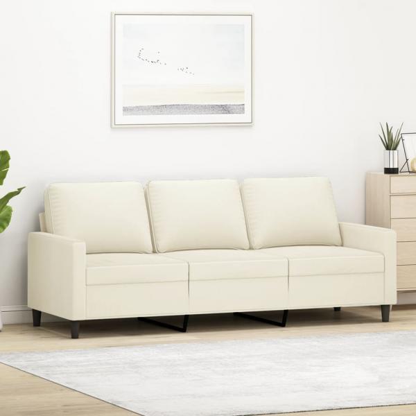 ARDEBO.de - 3-Sitzer-Sofa Creme 180 cm Samt