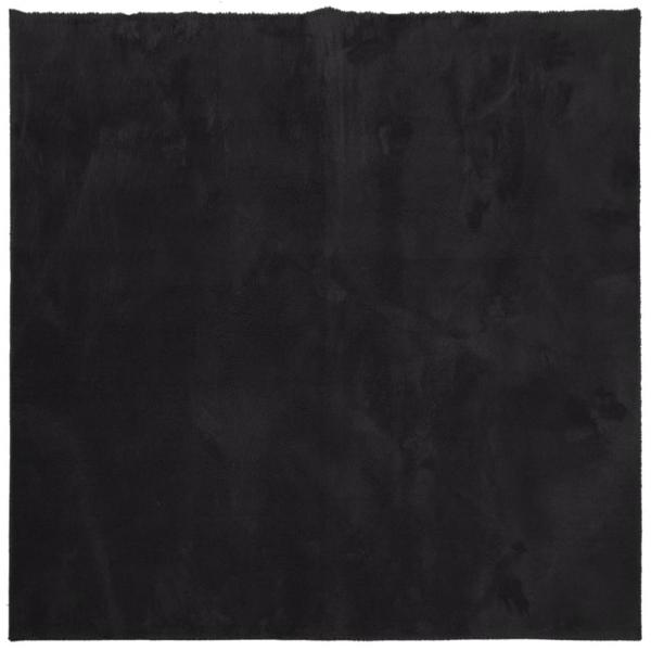 Teppich HUARTE Kurzflor Weich und Waschbar Schwarz 120x120 cm